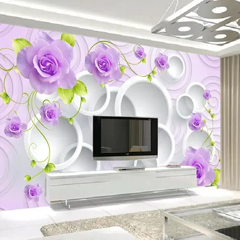 Поръчка На всякакви размери стенни тапети Модерните 3D стерео цветя Кръг фотообои Хол с телевизор, разтегателен фон на стената начало декор