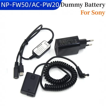 Зарядно устройство PD 18 W + USB Кабел-C за мъже и жени + Фалшив Батерия NP FW50 за Sony A3500 A6000 A6300 A6500 A7000 A7II A7RII A7 A7SII ZV-E10