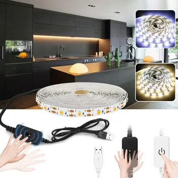 5 м 5 В USB докосване или с ръчен сензор за почистване, led лента с регулируема яркост, водоустойчива led лента Tira за кухня, осветление телевизия, огледало в баня