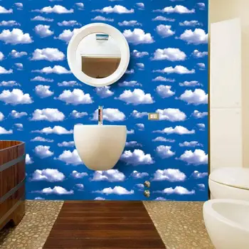3d Синьо небе, Бял облак Тапети направи си Сам Мебели Тавана декор самозалепващи се тапети Стикер Водоустойчиви PVC тапети Ez052