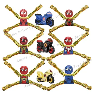 Disney spider-Man колоритен герой серия мотоциклети аниме Мини фигурки, играчки, Строителни блокове играчка за деца подаръци KF6137