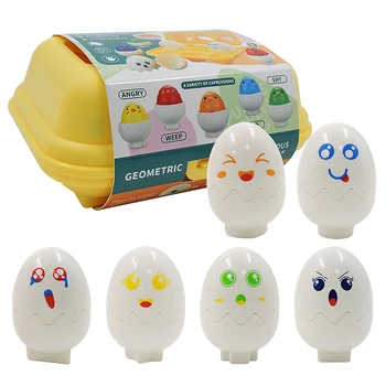 6 бр., играчка-сортировач във формата на яйца с писък, детски играчки, образователна играчка