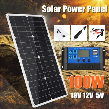 Комплект гъвкави слънчеви панели с мощност 100 Вата за домашна слънчева система за доставки, за къмпинг, за слънчево зарядно устройство 12V, система за електрозахранване