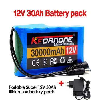 Batería portátil de iones de litio recargable, Monitor cámara de ВИДЕОНАБЛЮДЕНИЕ против cargador, Super 12V, 30000mah, DC 12,6 v, 30Ah