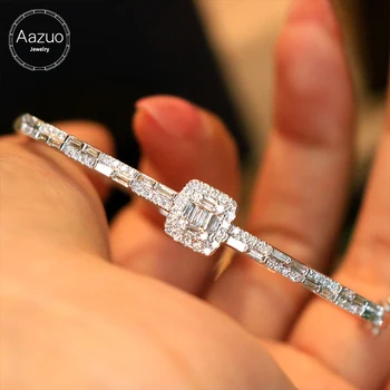 Aazuo от чисто бяло злато 18 Карата, истински естествени диаманти 0,85 карата, страхотна квадратен гривни за жени, по-големи банкет, годеж, Au750