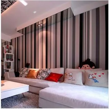 beibehang минималистична черно-бяла в една вертикална ивица плат сив фон за телевизор в спалнята тапети за хола papel de parede