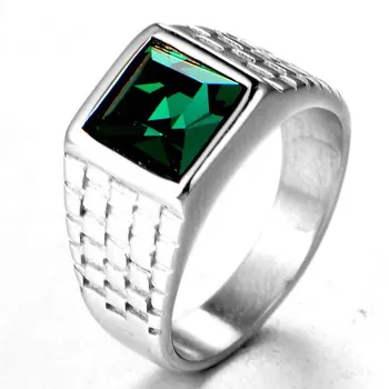 Класически бижута FDLK със зелен цирконием от неръждаема стомана, мъжки пръстен, подарък за годишнина, годежен пръстен, аксесоари за партита