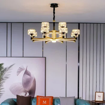 Луксозен кристален полилей Nordic Light, модерен минималистичен лампа за дневна, лампа за спални, лампа за хранене, алуминиеви лампи