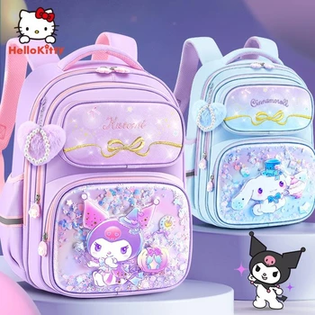 Нова аниме Sanrio Kuromi Cinnamoroll училище чанта за момичета 3-6 клас, водоустойчив, с голям капацитет, дишаща, скъпа раница на гърба