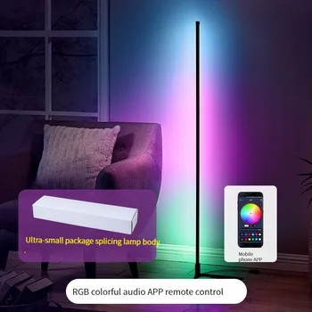 2023 най-Новият RGB под лампа за дневна с регулируема яркост ъгъл под лампа 140 см с поставка Bluetooth LED Mood Light за спалня в скандинавски стил