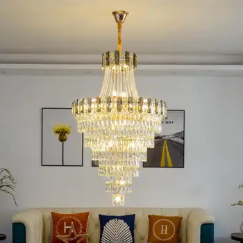 Кристален led полилей, за хол, трапезария, вестибюл, окачена лампа в скандинавски постмодерния стил, осветителни тела Блясък Moderne, осветление