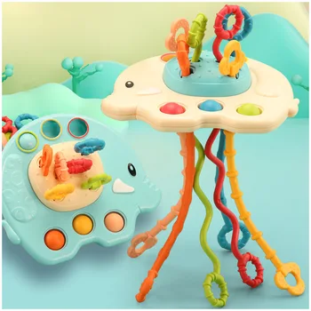 Детски играчки Монтесори 0-12 месеца, чувствителен на допир играчка за занимания със слон, играчки за ранното развитие, играчки за никнене на млечни зъби, играчки за малък мотор