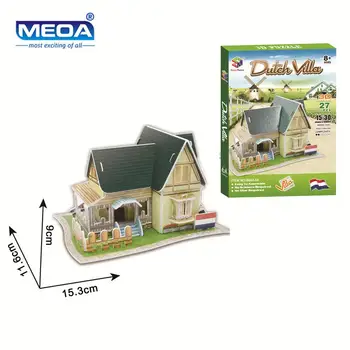 Картонена 3D играчка-пъзел, модел вили в холандски стил, сграда в европейски стил, комплекти за сглобяване, развитие на играчка за деца, Коледа