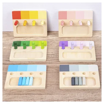 Дървена играчка Монтесори Система на обучение цветоощущению Дървена дъска подложка 24 цветна детска когнитивно развитие играчка за избор на цвят