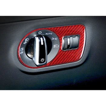 Модификация на панела за управление на автомобилни светлини от червени въглеродни влакна, накладки, ленти, етикети за Audi TT 08, аксесоари за интериор на автомобила