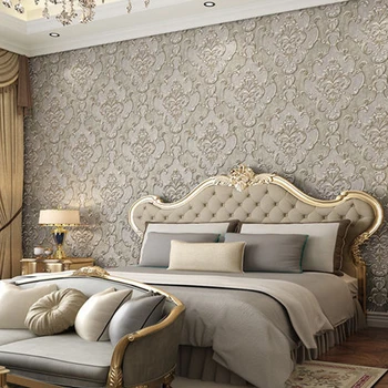 Луксозен ролка дамасских тапети в европейски стил, 3D релефно ПВЦ, дебели стенен декор, тапети за хола, спалня