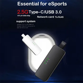 Kebidu 2,5 G type-c външна кабелна мрежова карта USB c 3,0 за ethernet RJ-45 мрежов адаптер win7/8/10/ мрежови карти xp всичко за лаптоп