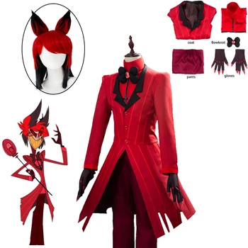 Хазбин cosplay хотелската форма на АЛАСТОР cosplay костюм за възрастни мъже Хелоуин карнавал коледни костюми червен костюм аниме cosplay