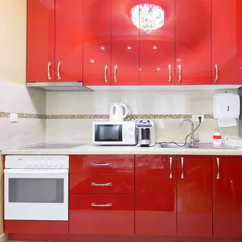 Червени тапети Винил самозалепващи декоративни филм за тапети, Кухненски плотове, Шкафове, мебели