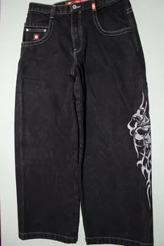 Нови дънки Y2k Harajuku стил хип-хоп с изображение на череп, свободни дънки оверсайз, черни дънки за мъже и жени, готически широки панталони, градинска облекло