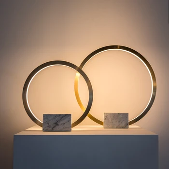 Порталът настолна лампа постмодернистский мрамор творчески кръг луксозен метален артистичен дизайн светлината на настолна лампа за осветление на хола кабинет