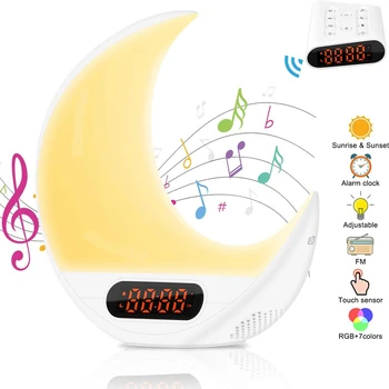 Sasha WiFi Smart Wake Up Light RGB digital alarm clock Sunrise Sunset Clock FM-радио работи с приложение Smart Life Алекса Google Home
