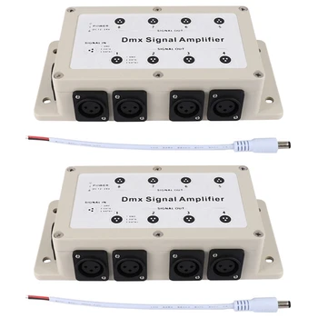 2X Dc12-24V 8-канален изход Dmx Dmx512 led контролер, усилвател на сигнала, сплитер, дозатори за домашно оборудване