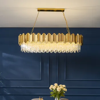 Модерни и луксозни лъскави златни led висящи лампи E14 от кристал за хранене Led Droplight Вътрешно осветление на висящи лампи