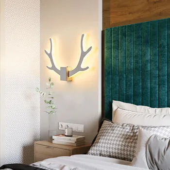 Модерни минималистичные стенни осветителни тела за дома, хол, спалня, нощна лампа с блестящи оленьими рога, led вътрешно бяло осветление, декор за преминаване на