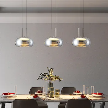 Висящи осветителни тела от скандинавския стъкло с покритие покритие, модерен прост ресторант окачен лампа, кухненски окачени стъклени полилеи, лампа