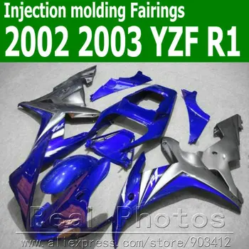 Мотоциклет комплект обтекателей за YAMAHA Леене под налягане YZFR1 2002 2003 синьо сиво YZF R1 02 03 персонализирате комплект обтекателей MX13