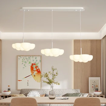 Скандинавска led модерна проста мътна матово бял полилей с висок таван за хол, трапезария, Спалня, кабинет, осветителни тела