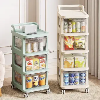 Шкаф за закуски в хола, количка, рафтове за съхранение, ръчна количка със шкивами, пълен багажник, произведено многослоен шкаф за съхранение на отпадъци