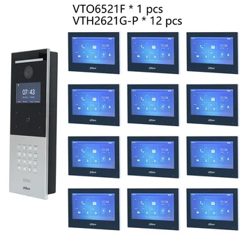 Комплект IP видеодомофон за апартамент Dahua на няколко езика, VTO6521F и VTH2621G-P, подкрепа за отключване на RFID код, домофон, звънец