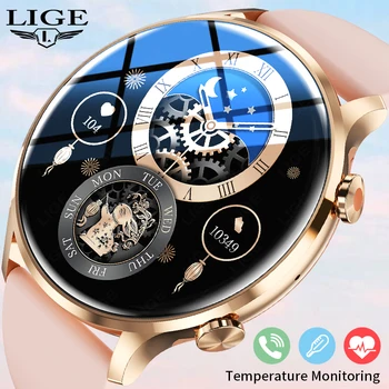 LIGE 2023 Новите смарт часовници за жени, спортен следи температурата на тялото, женски физиологичен нивото на глюкоза в кръвта, AMOLED екран, мъжки умен часовник