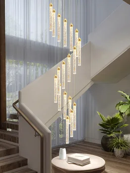 Луксозен полилей от пузырькового кристал, модерно стълбище полилей, просто модерно двухуровневое сграда, хол, спалня, led лампа с дълга линия