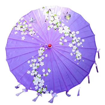 Античен копринен чадър и ръчна работа с пискюли, ръчно декориран, Hanfu Занаятите Umbrella, подпори за фотография, класически танц чадър за изпълнения