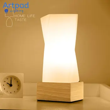 Artpad Nordic Проста Цвете Маса От Светло Масивно Дърво E27 Основа Стъклена Лампа, Маса За Хранене Нощна Лампа Прикроватное Осветление