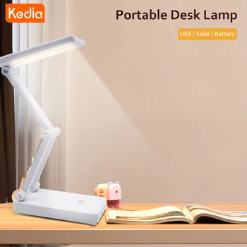 Kedia Светодиодна Настолна Лампа В Слънчева Батерия Акумулаторна Сгъваеми Регулируеми USB Акумулаторни Настолни Лампи С 30 Светодиода Led Лампи За Четене