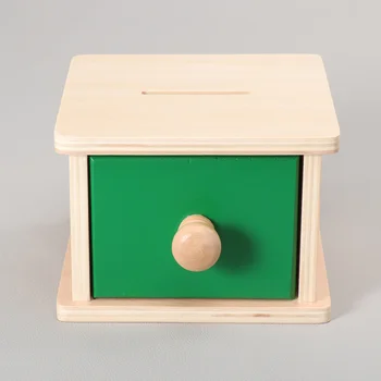 Дървени детски образователни играчки, играчки за тренировка на визуално-моторна координация за децата (в стил кутии за монети)