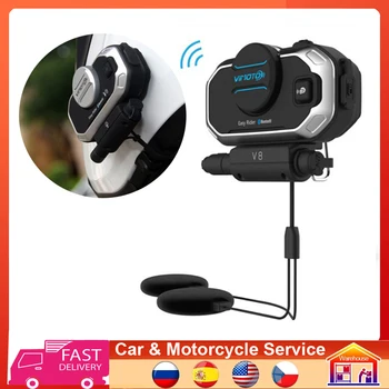 Vimoto V8 мотор БТ переговорное устройство за Мотоциклет Bluetooth каска домофонна система стерео слушалки GPS 2-полосное радио