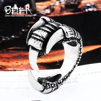 Beier new store пръстен от неръждаема стомана 316L с мифологическим драконьим нокът, стоманени мъжки реколта модни регулируеми пръстени LLBR8-556R
