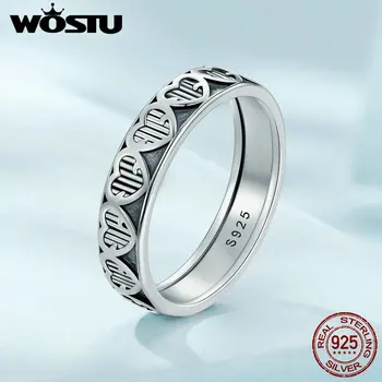 WOSTU пръстен с релеф във формата на сърце от сребро 925 проба, винтажное пръстен на пръста си, за жени, дата на парти, сватба, бижута, сертификат за подарък