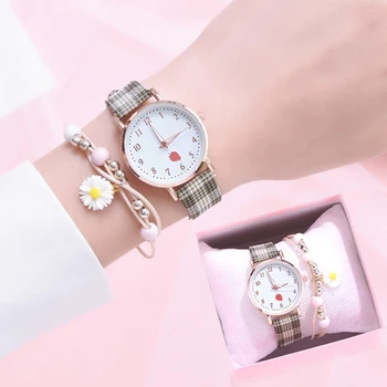 Дамски часовник-гривна с кожена каишка, 2022, модерен циферблат във формата на сърце, изискан часовник, дамски часовник, дамски ежедневни часовници