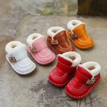 Детски Обувки за Деца, Зимни Зимни Обувки За малки Момичета И Момчета, Топли Плюшени Обувки С Мека Подметка От Естествена Кожа, Градинска Детски Обувки