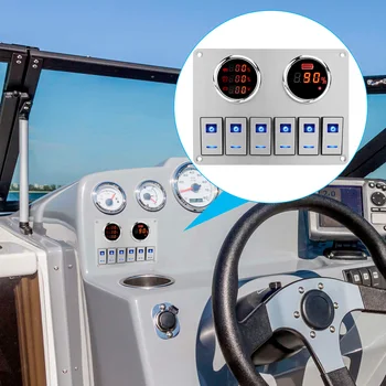 52 мм Сензор за Нивото на водата + Измерител на Нивото на Отпадъчни води + Волтметър + Сензор Усилвател + Метална Led Панел Кулисного Ключа 12 За Автомобил RV Морска Лодка