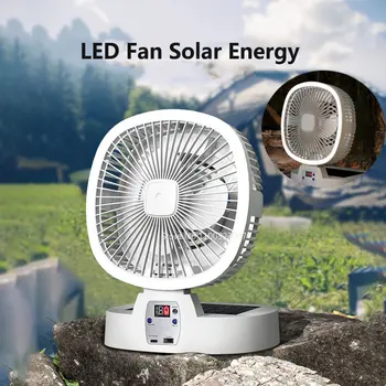 Led вентилатор за зареждане от слънчева енергия, преносим вентилатор за нощно осветление при силен вятър, многофункционални сгъваеми настолни охлаждащи уреди за нощуване на открито