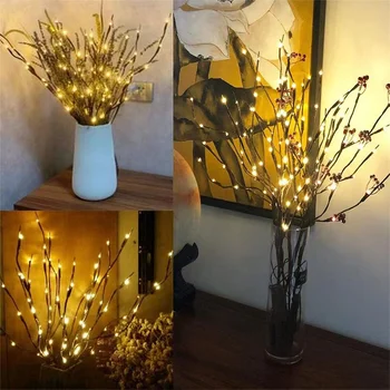 20 мъниста led имитира дърво, цвете, гирлянда, за лампи, декорация за вашия работен плот на закрито, сватбена коледна украса на батерии.