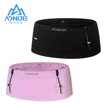 AONIJIE W8116 Розово-черна тканая еластична спортна поясная чанта за джогинг, регистрационен номер за триатлон, маратон, колоездене, планинско катерене