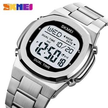 SKMEI Оригинални електронни часовници е от неръждаема стомана, цифров мъжки часовник, хронометър, обратно броене, спортни ръчни часовници с led подсветка, 2023